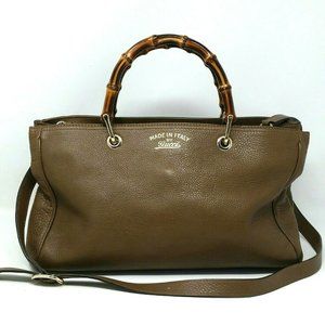 Gucci Bamboo Shopper Brown Leather Medium Tote